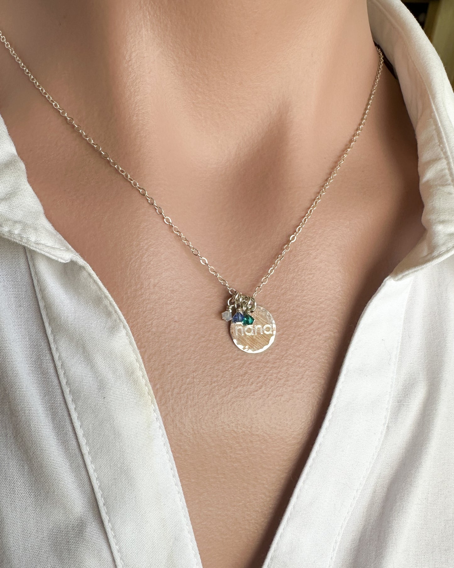 Talya Pendant Necklace with Birthstones in Sterling Silver