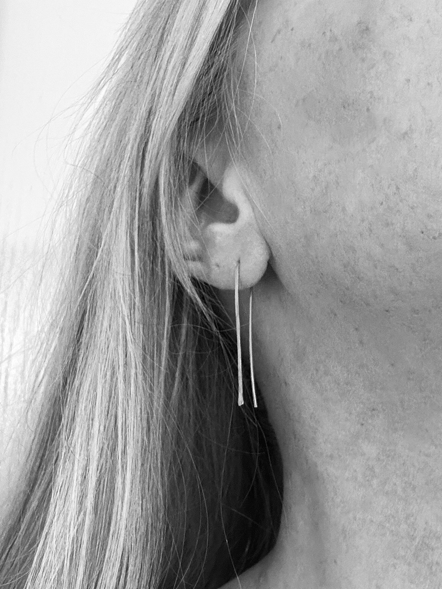 Clip Silver Vertical Threader Earrings