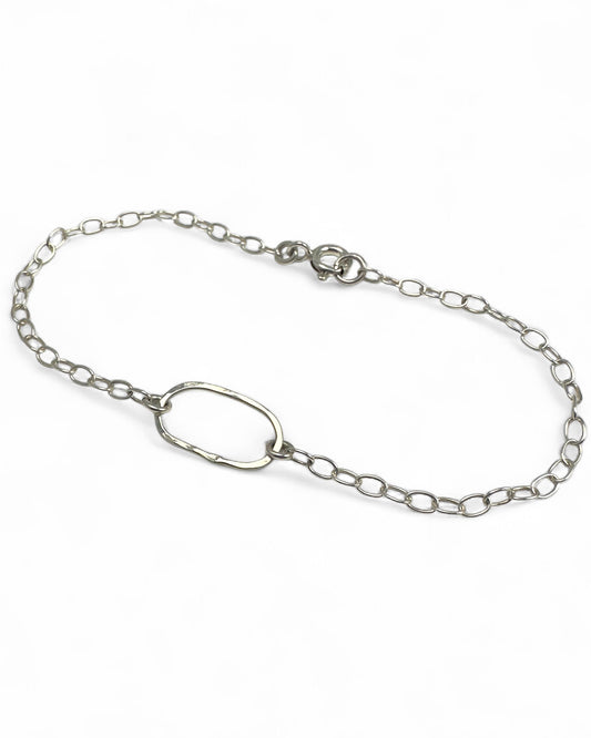 Derby Small Oval Silver Bracelet or Anklet