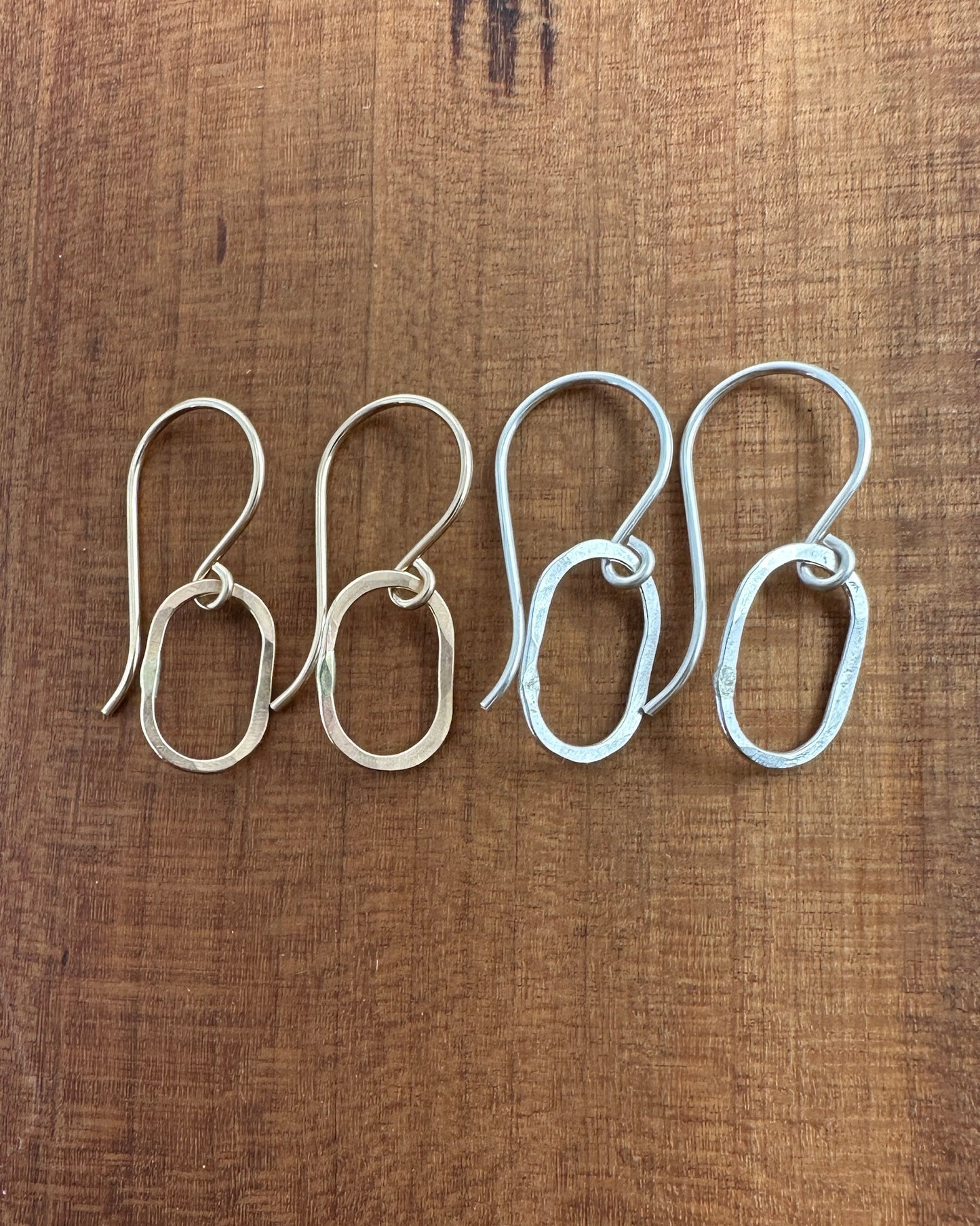 Derby Tiny Oval Earrings in Gold and Silver