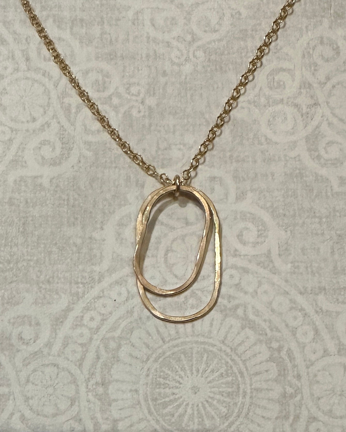 Derby Gold Double Oval Necklace, Vertical
