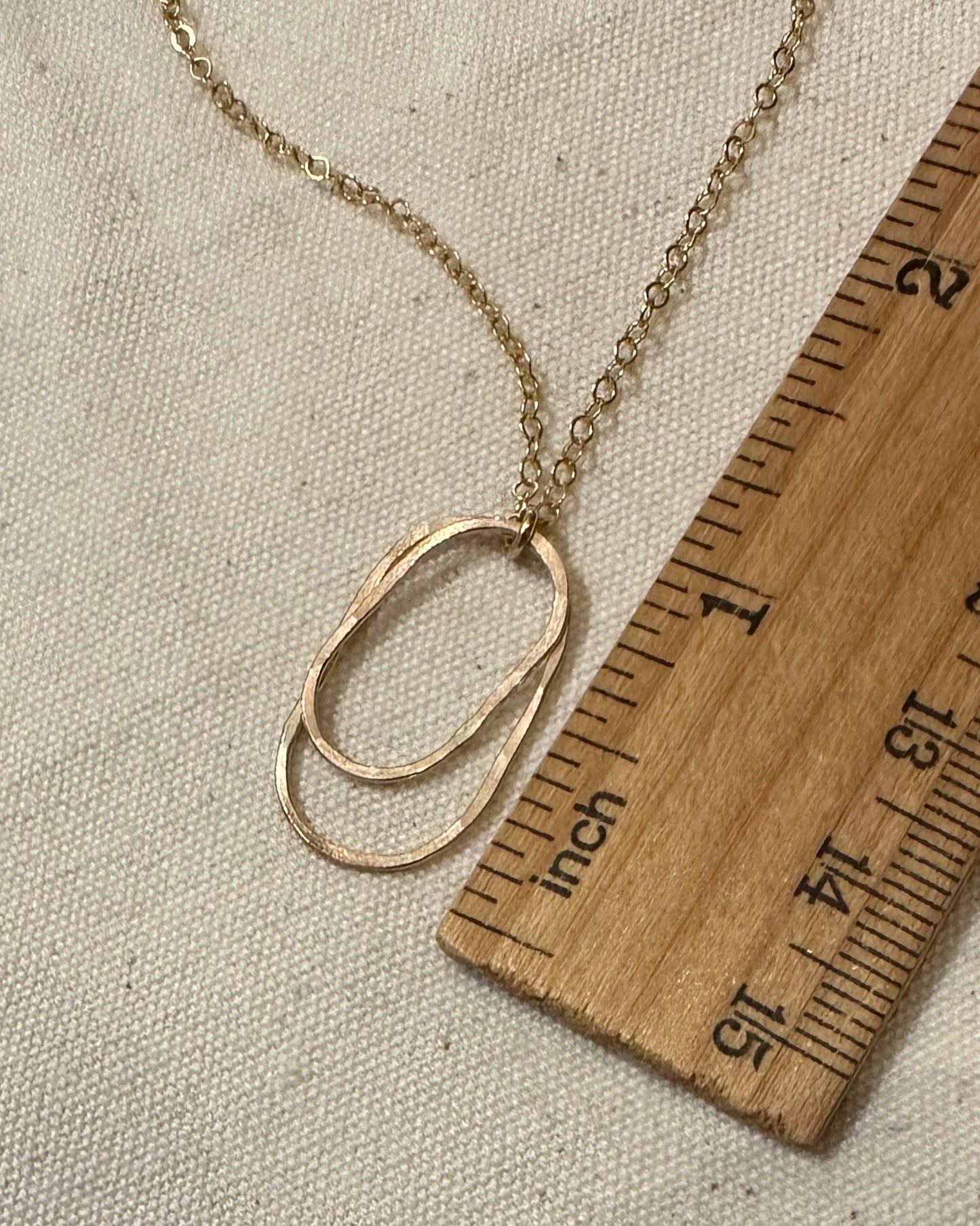 Derby Gold Double Oval Necklace, Vertical