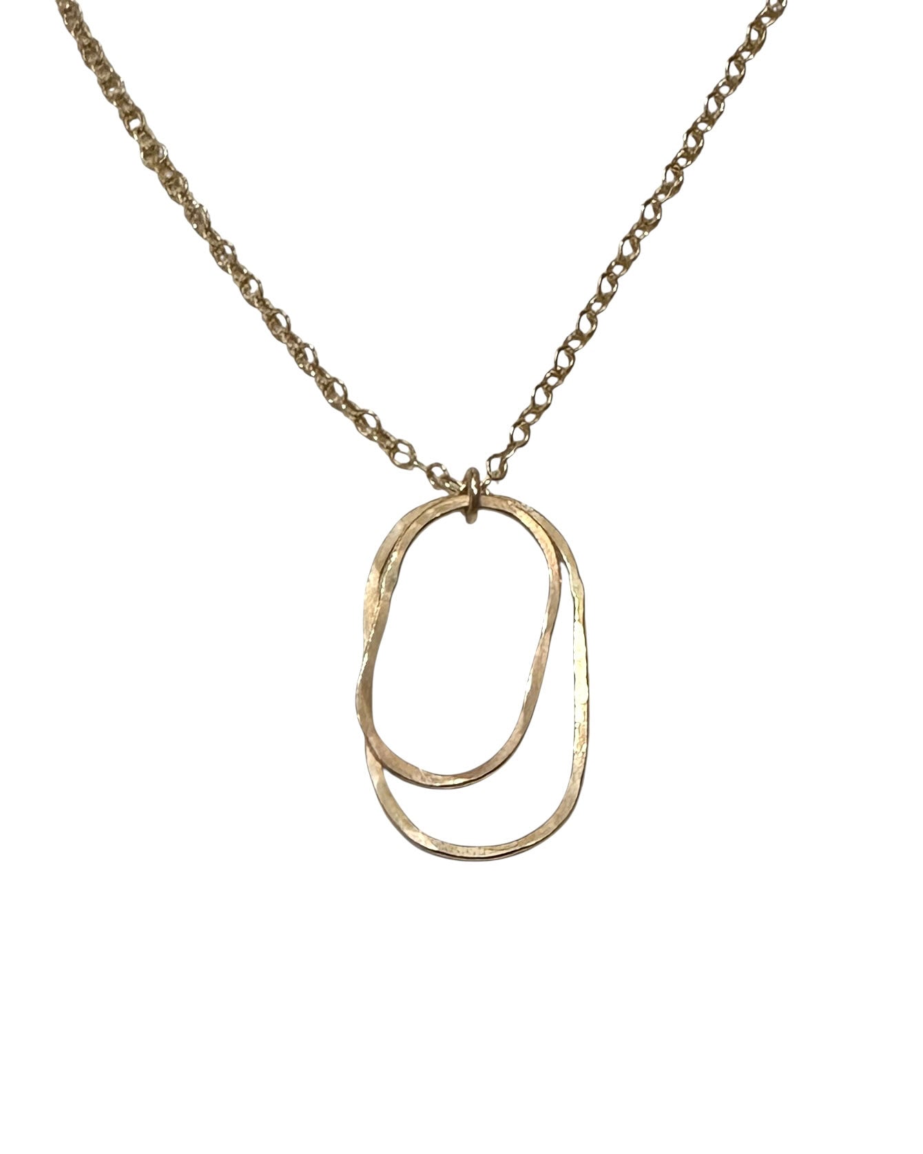 Derby Gold Double Oval Necklace, Vertical