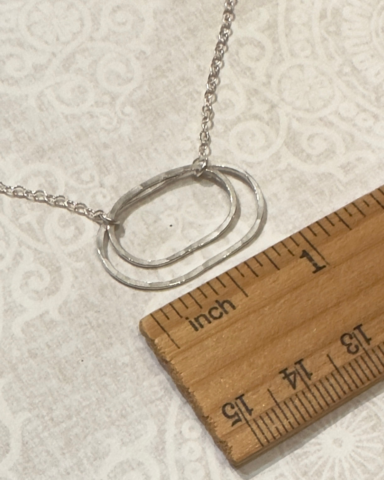 Derby Silver Double Oval Necklace, Horizontal