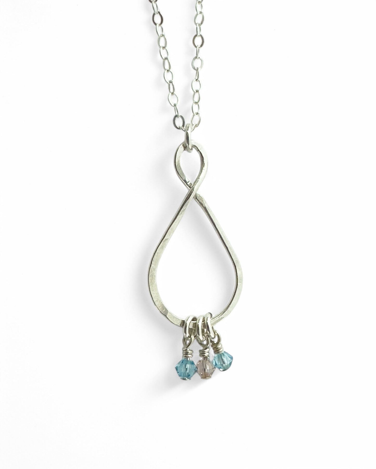 Dewdrop Sterling Silver Birthstone Necklace