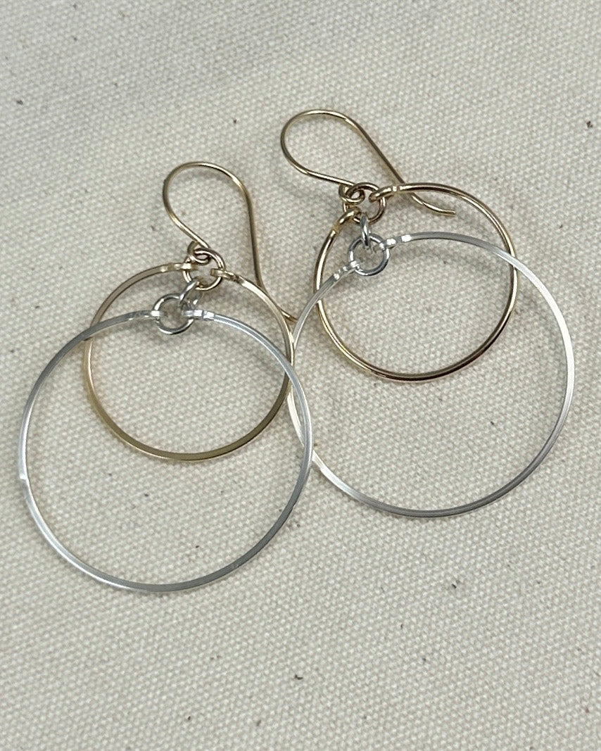 Eclipse Gold Large Earrings with Mixed Metal Option