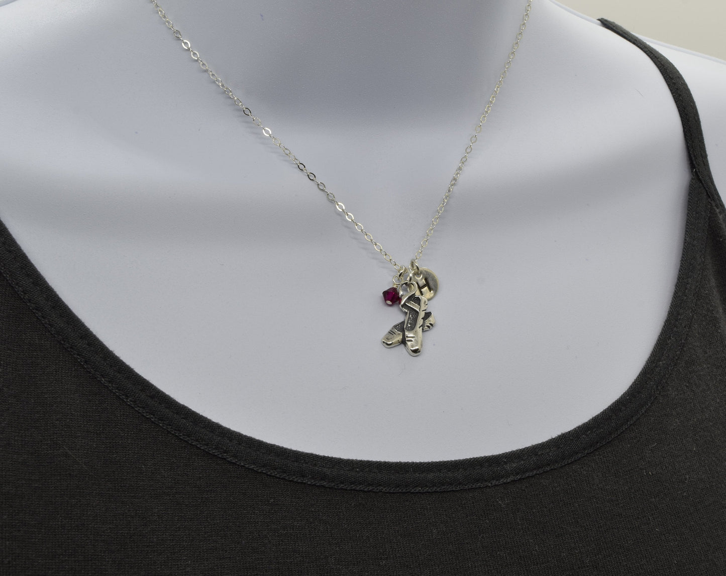 Ballet Slippers Charm Necklace in Sterling Silver