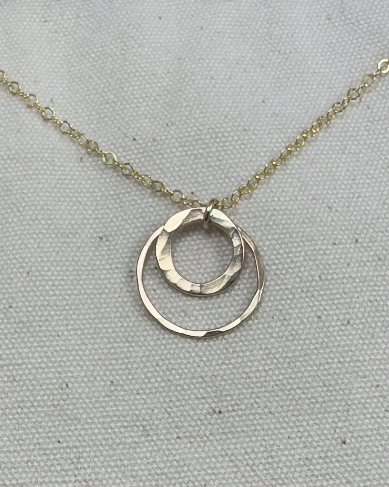 Joy Double Gold Hammered Circle Necklace