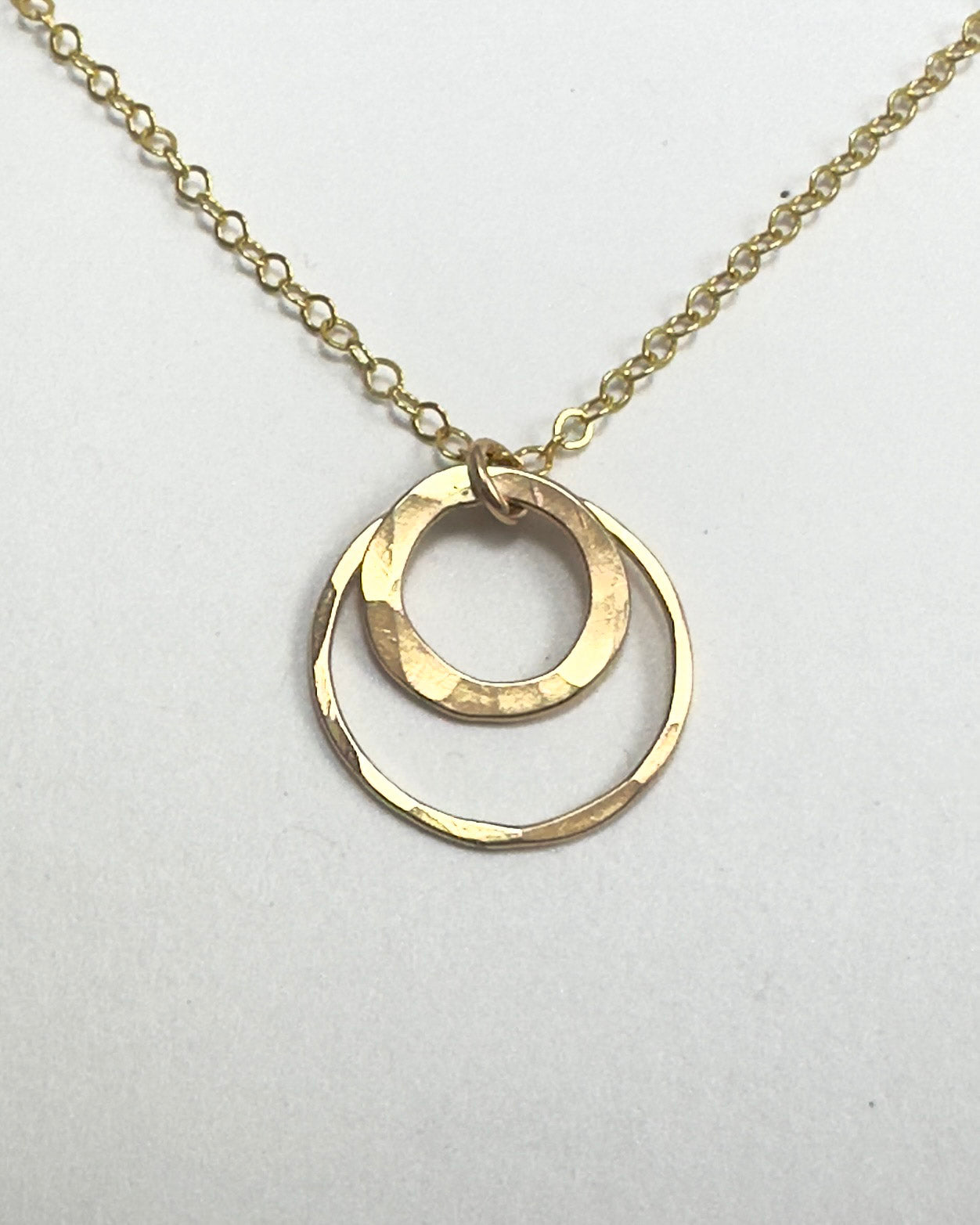 Joy Double Gold Hammered Circle Necklace