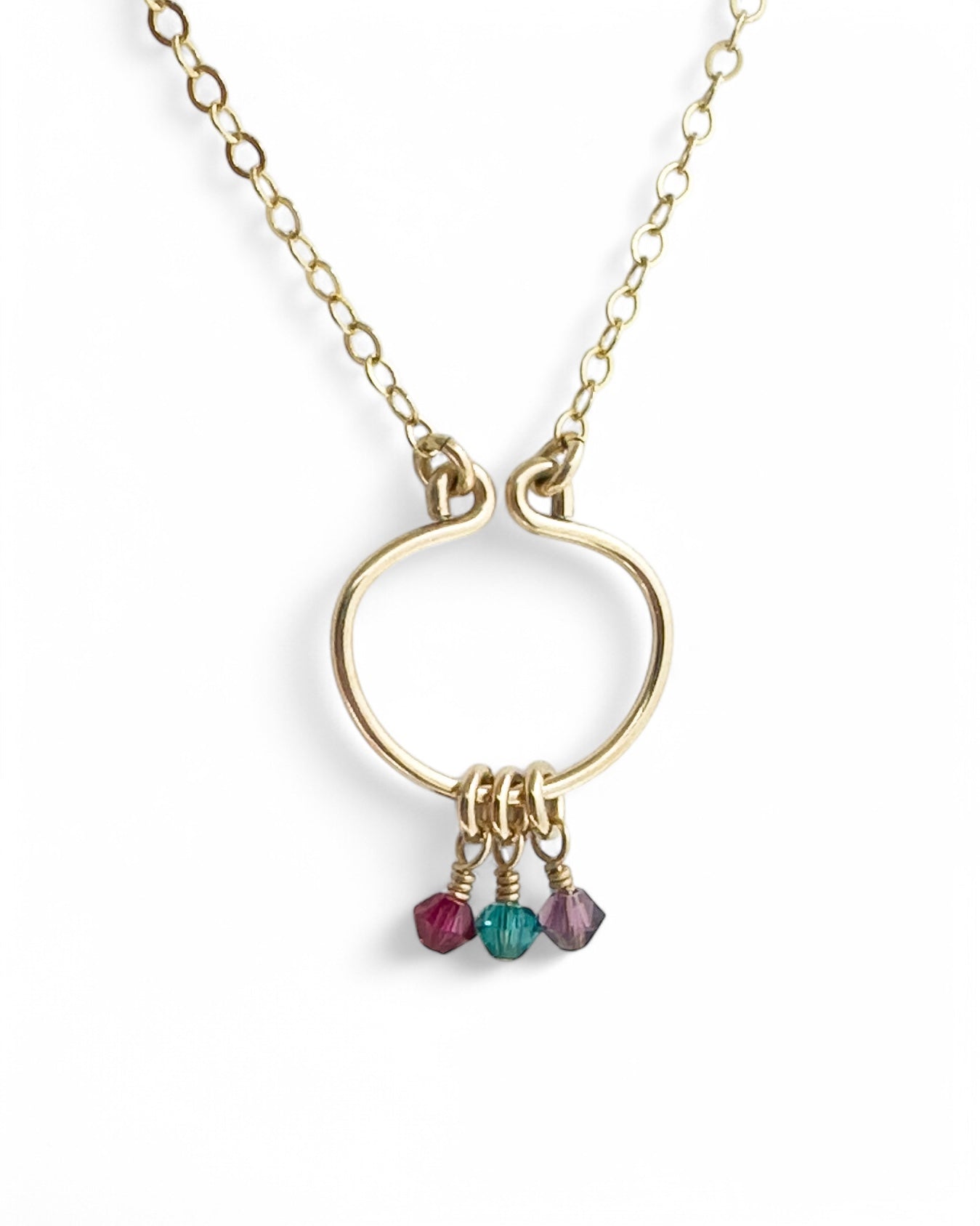 Lyre Birthstone Necklace in Gold