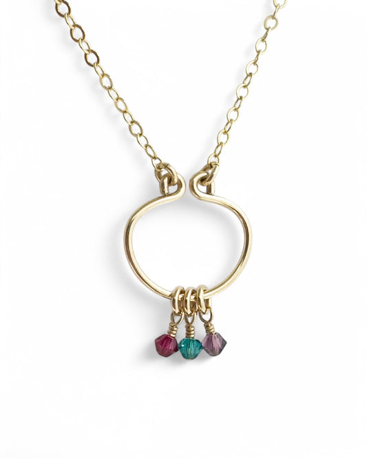 Lyre Birthstone Necklace in Gold