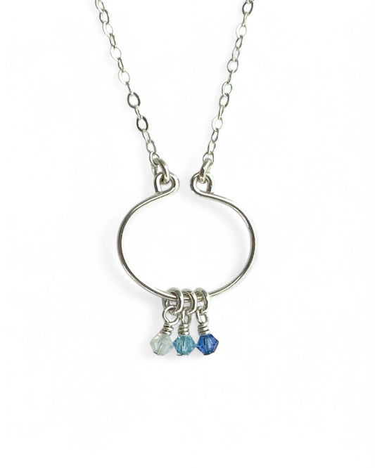 Lyre Birthstone Necklace in Silver