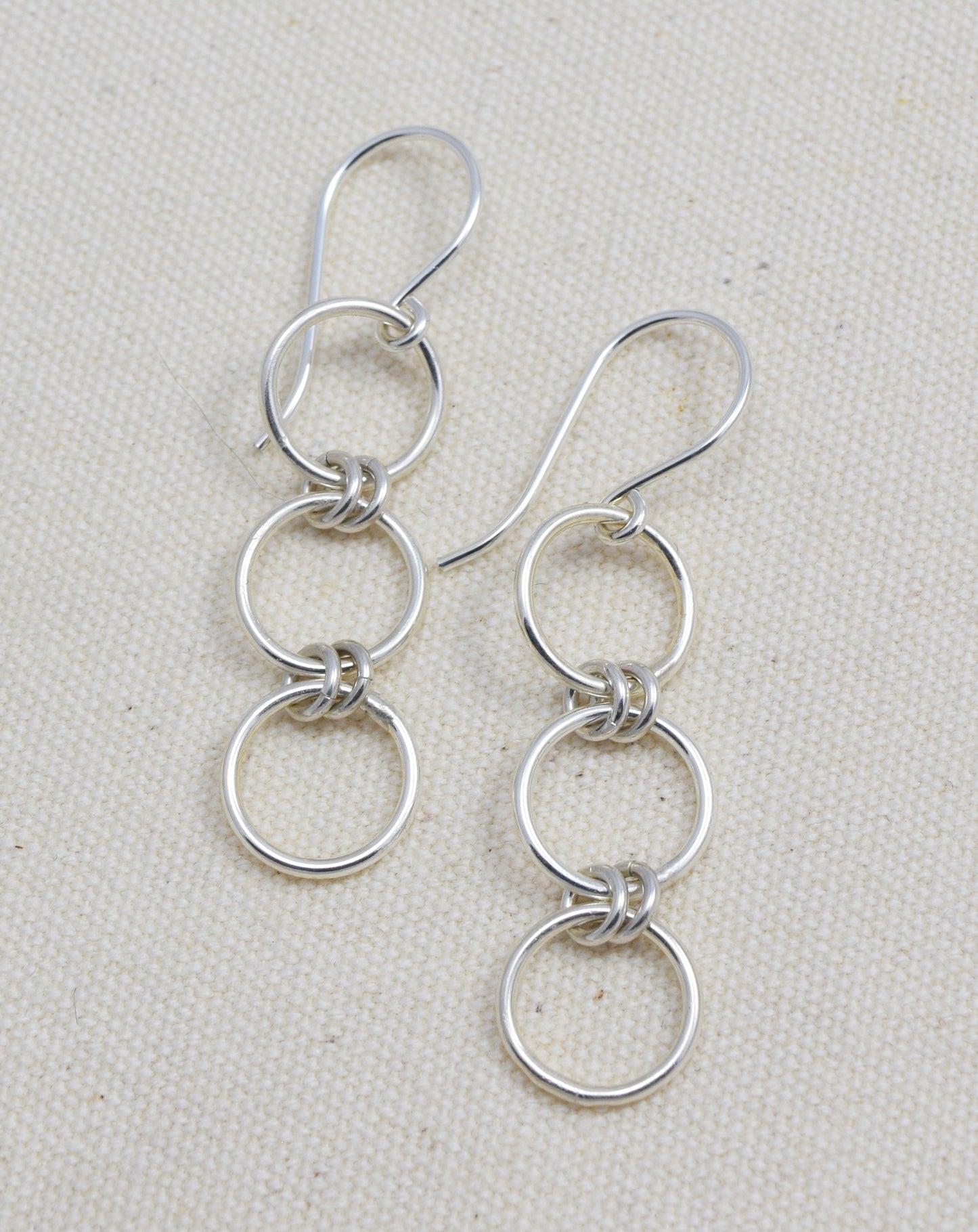 Nexus Triple Circle Silver Earrings