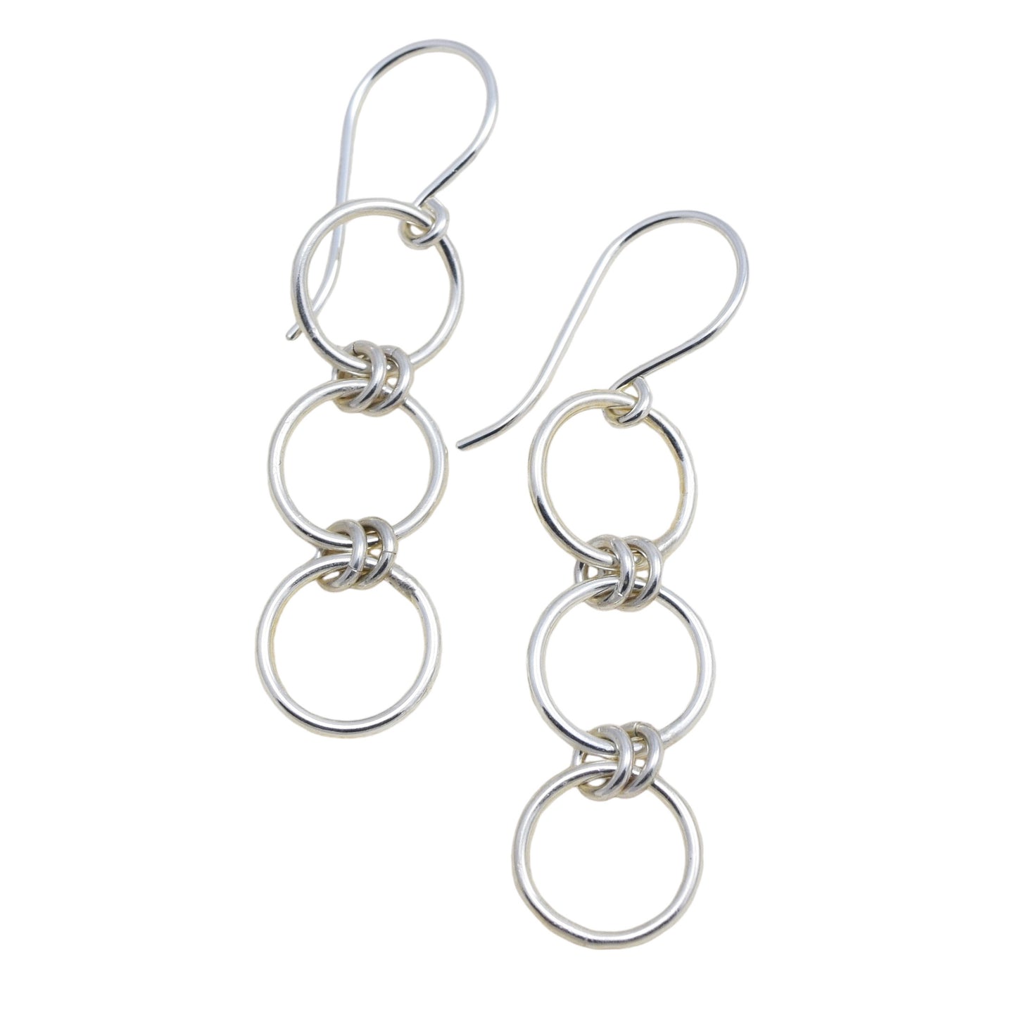 Nexus Triple Circle Silver Earrings