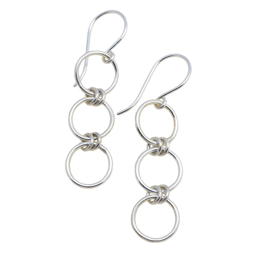 Nexus Triple Circle Silver Earrings