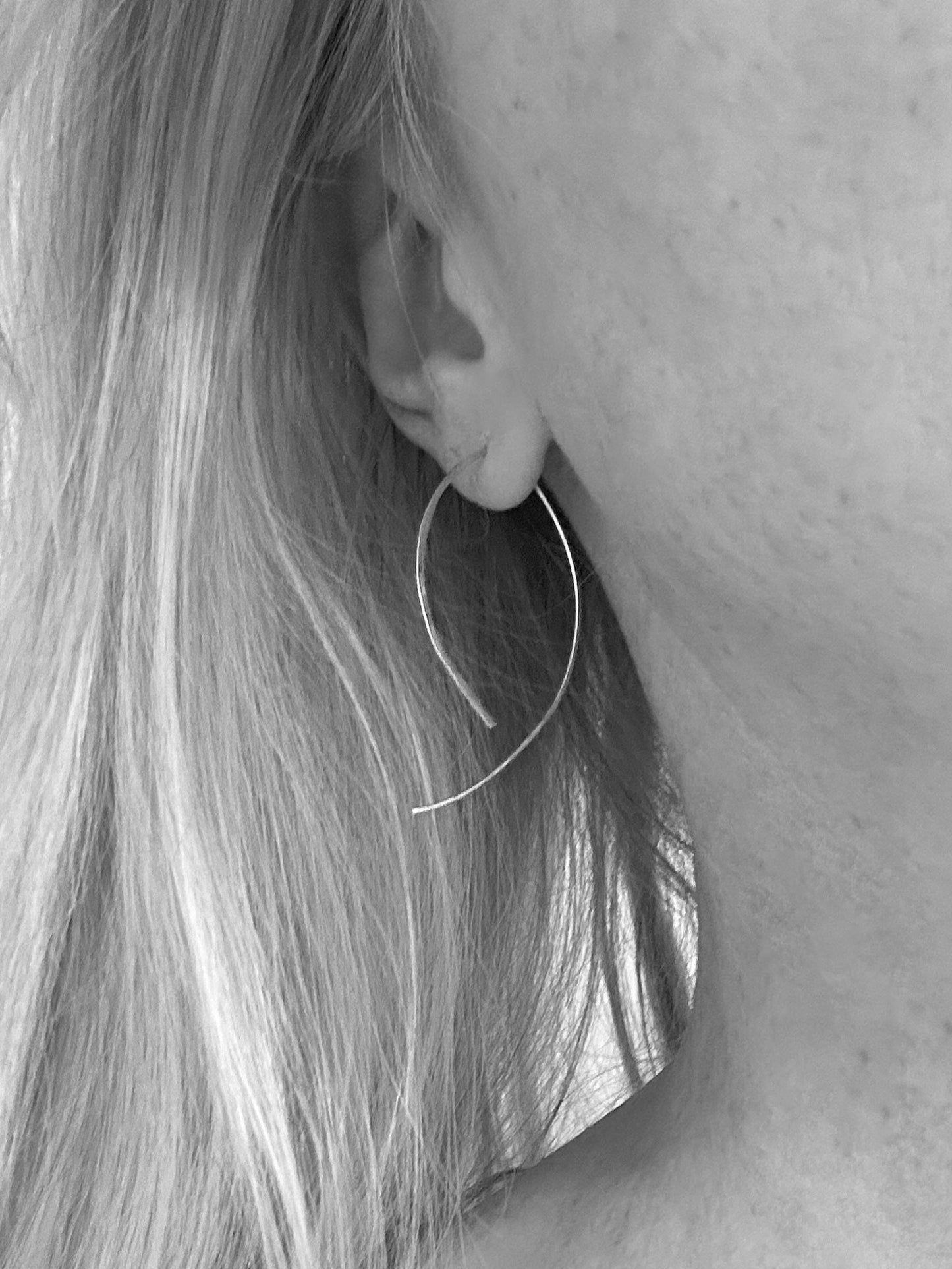 Petals Silver Open Hoop Asymmetrical Earrings