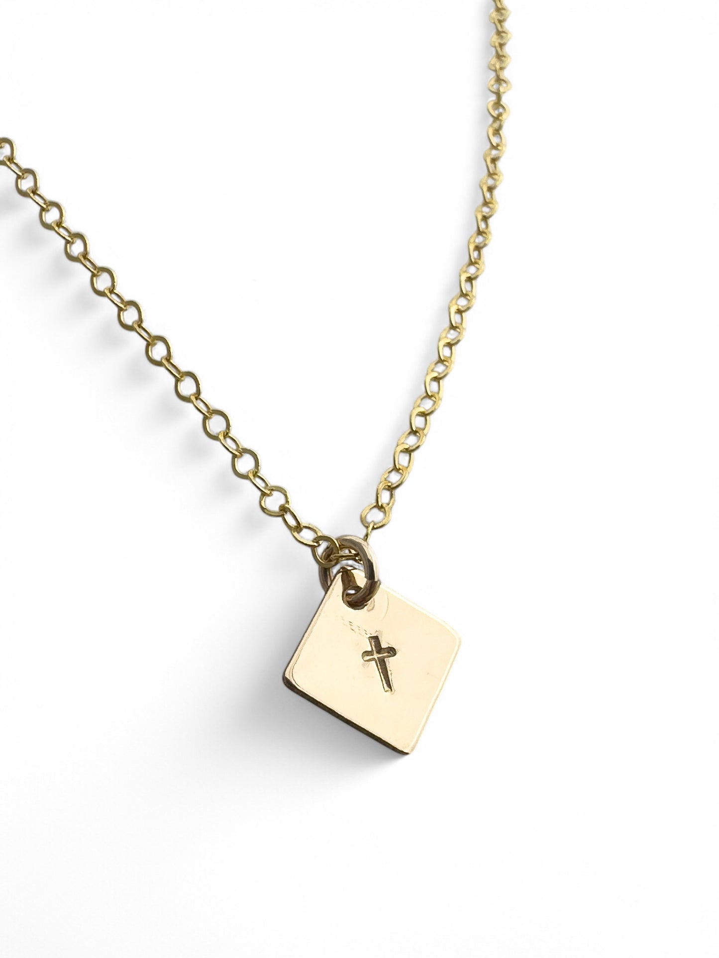 Tiny Cross Gold Charm Necklace