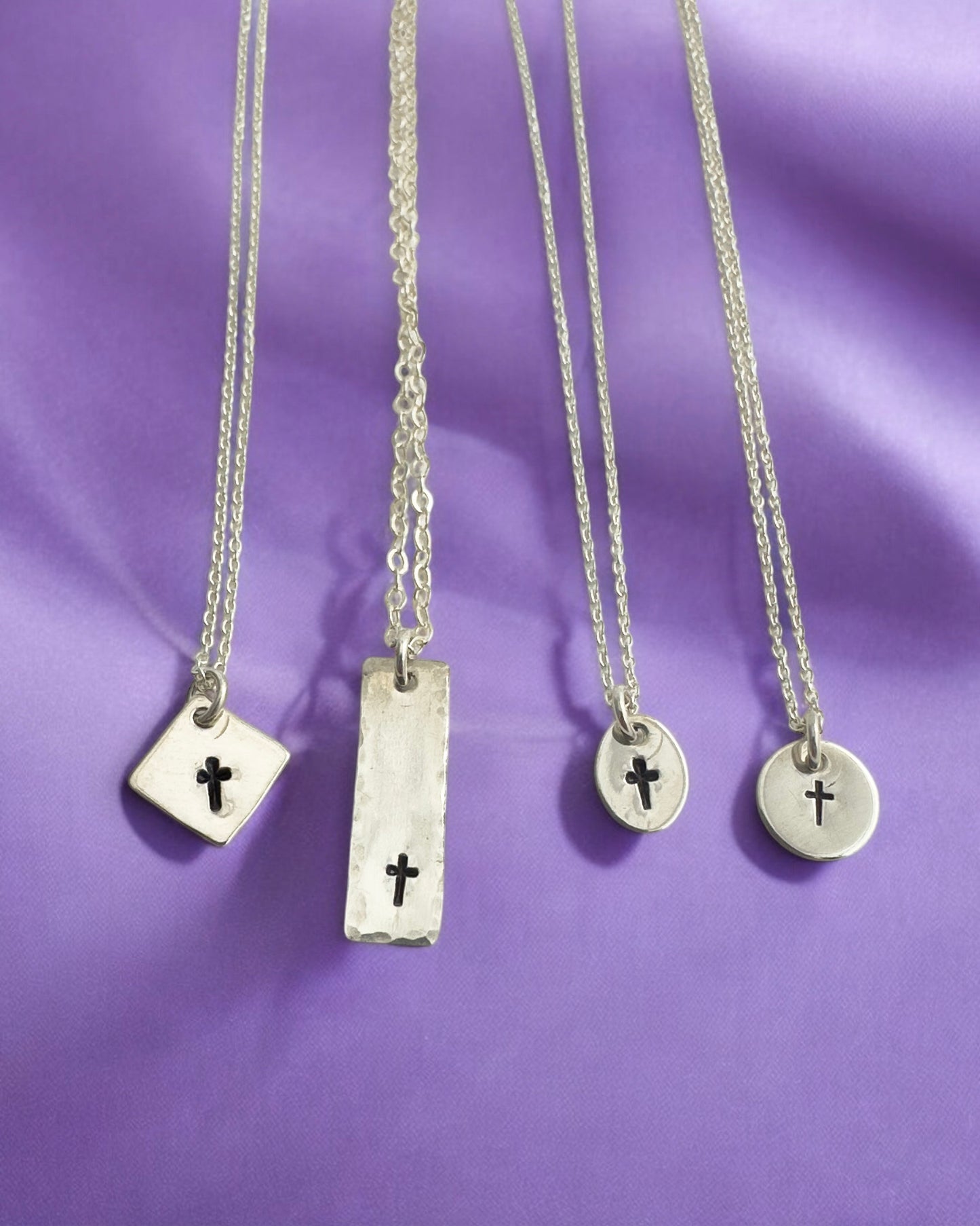 Tiny Cross Silver Charm Necklace