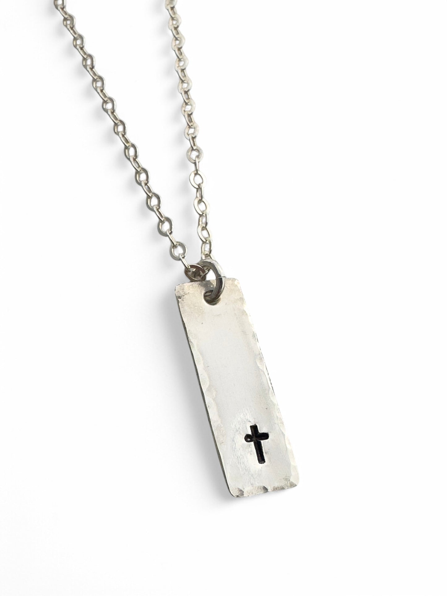 Tiny Cross Silver Charm Necklace