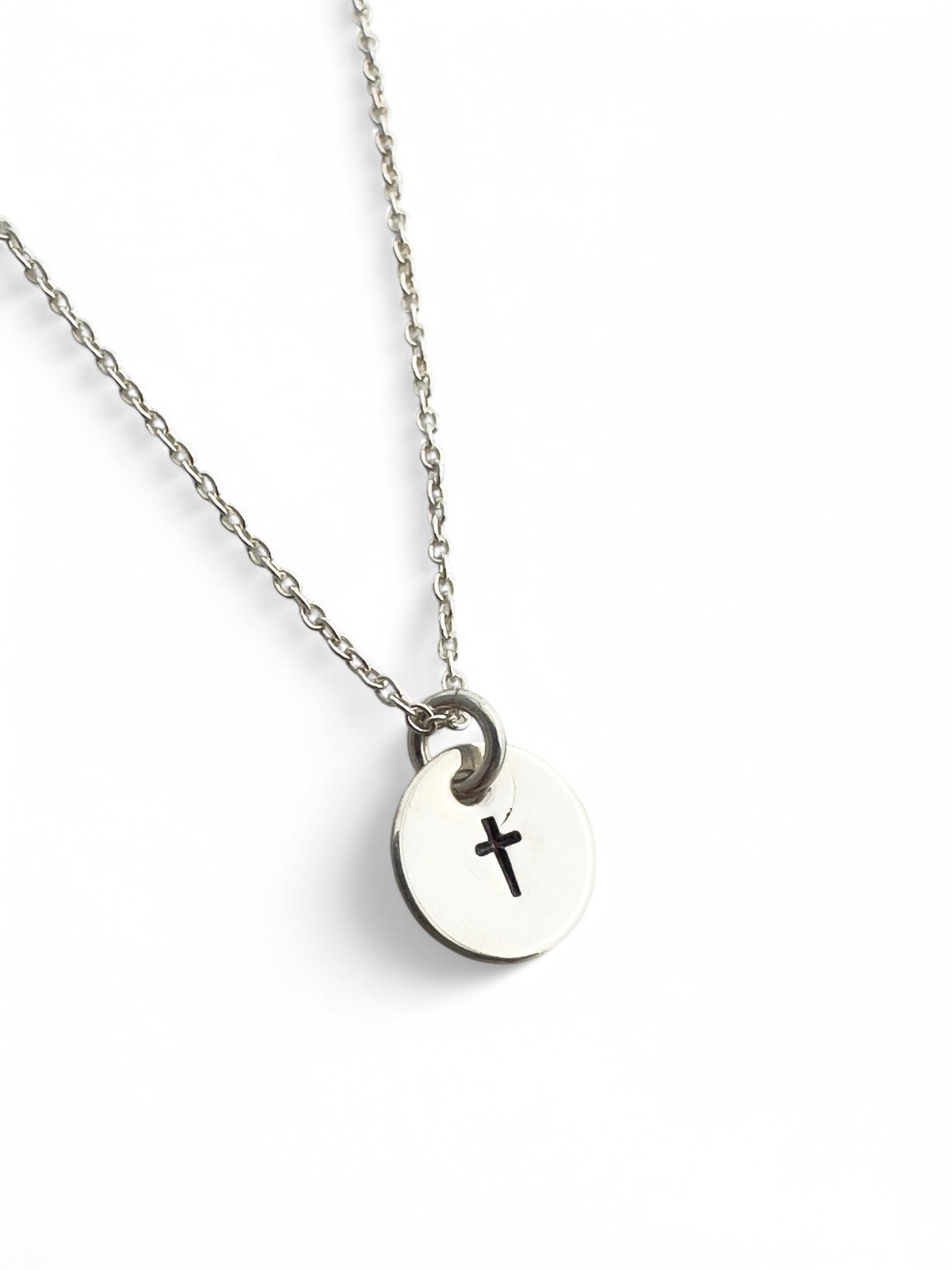 Tiny Cross Silver Charm Necklace