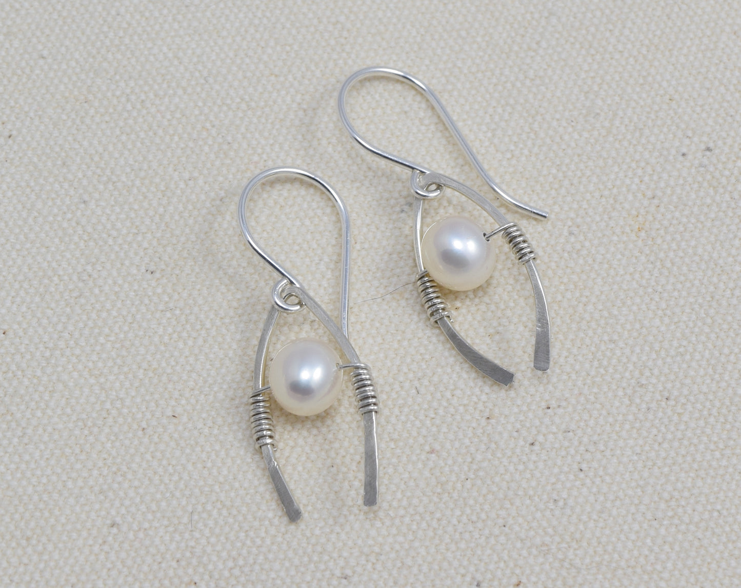 Bower Silver and Pearl Earrings