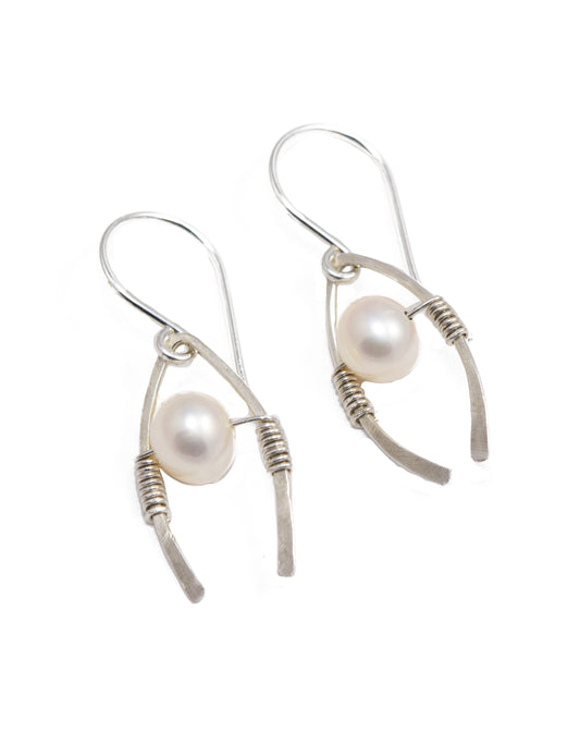 Bower Silver and Pearl Earrings