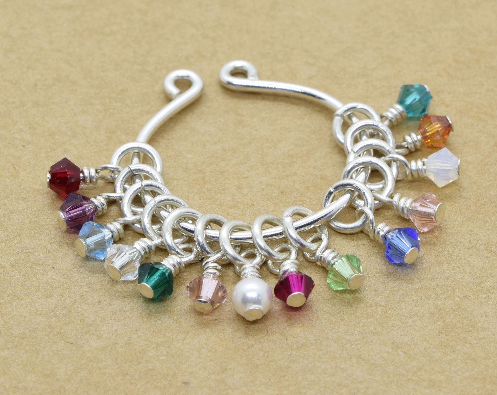 Swarovski Crystal Birthstone Charm, Silver - Cloverleaf Jewelry