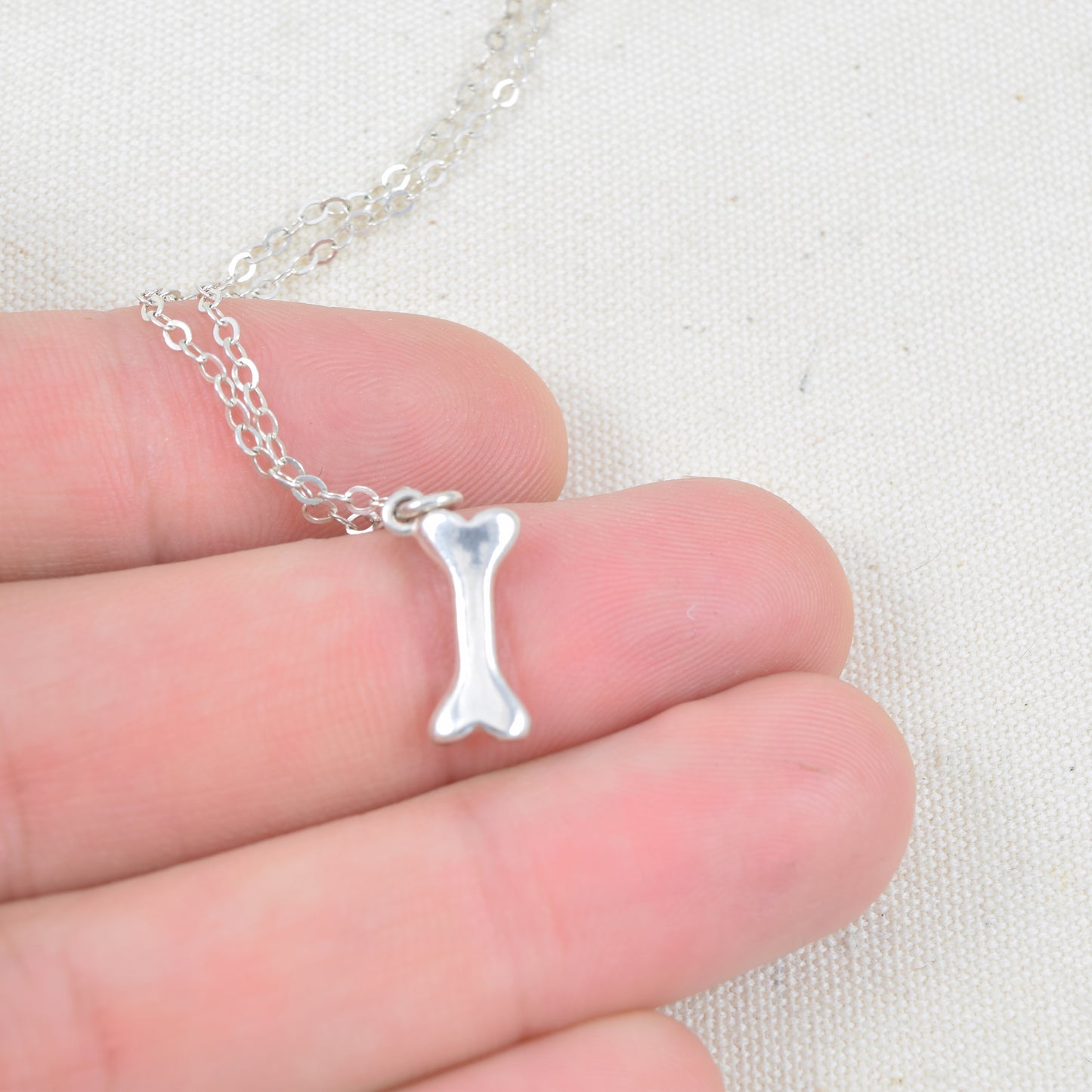 Silver Dog Bone Charm Necklace
