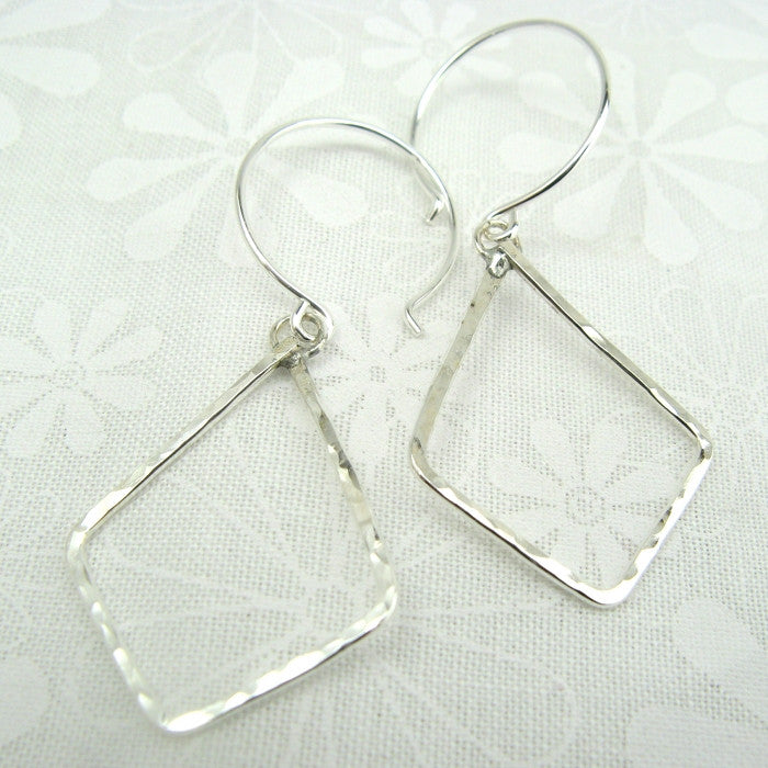 Geometric Silver Diamond Shaped Earrings