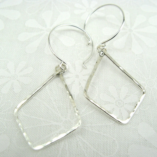 Geometric Silver Diamond Shaped Earrings