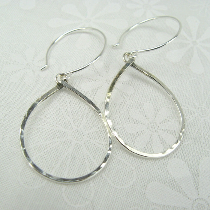 Geometric Silver Tear Drop Earrings