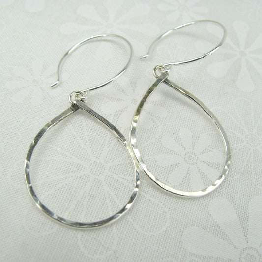Geometric Silver Tear Drop Earrings