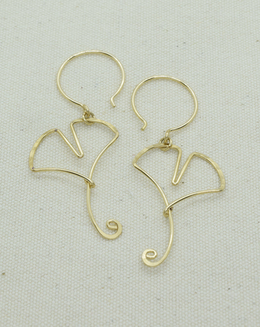 Ginkgo Leaf Gold Earrings
