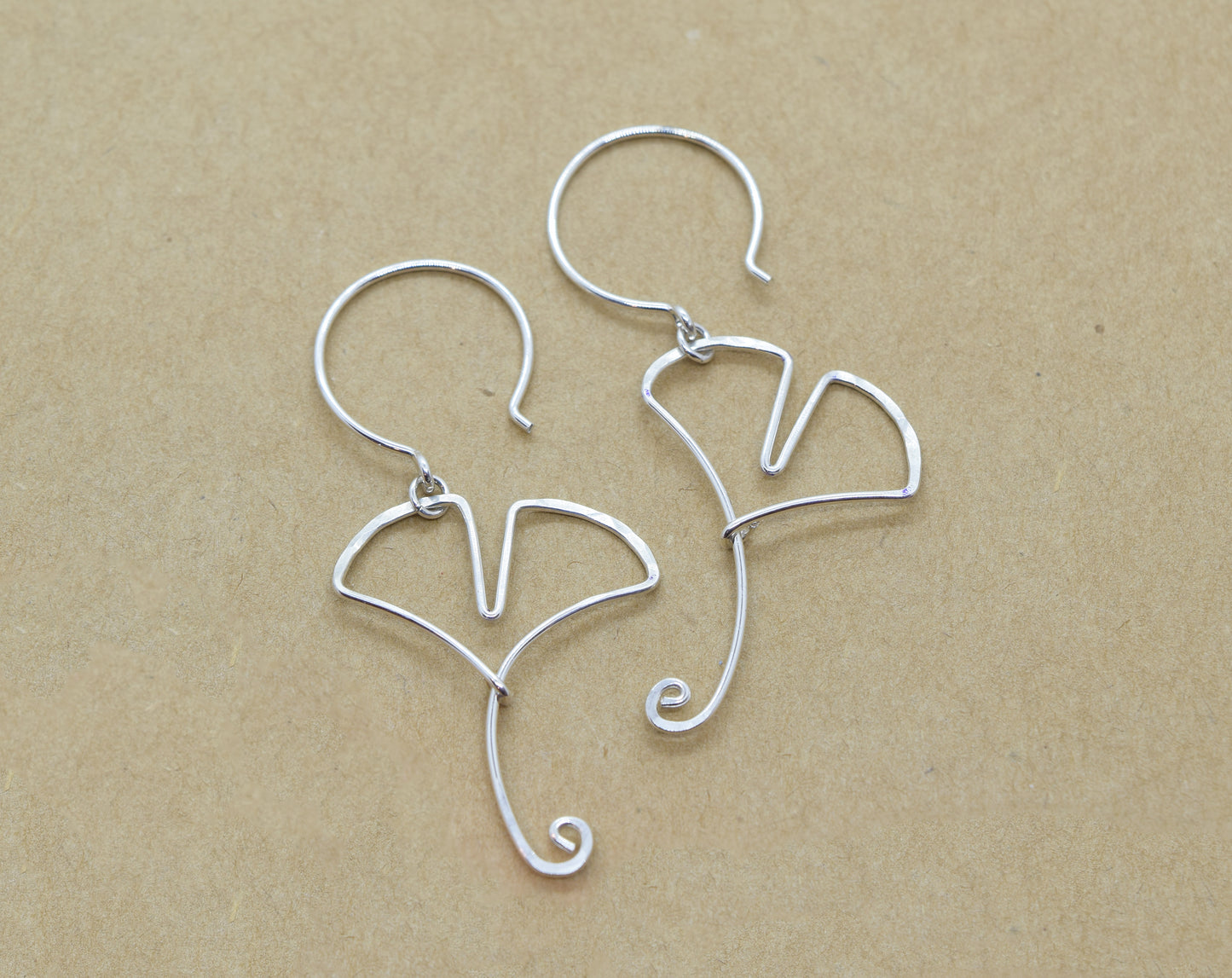 Ginkgo Leaf Silver Earrings