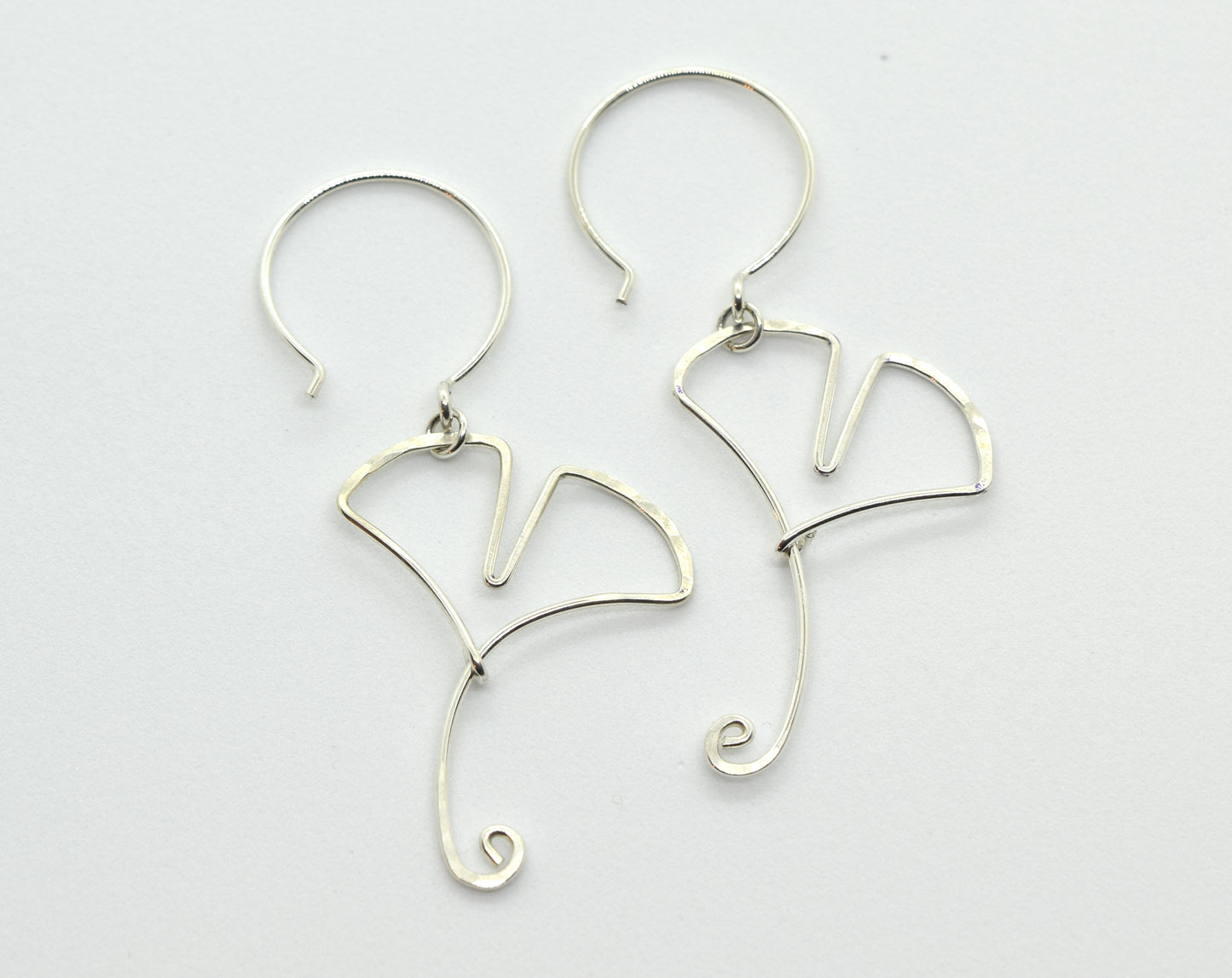 Ginkgo Leaf Silver Earrings