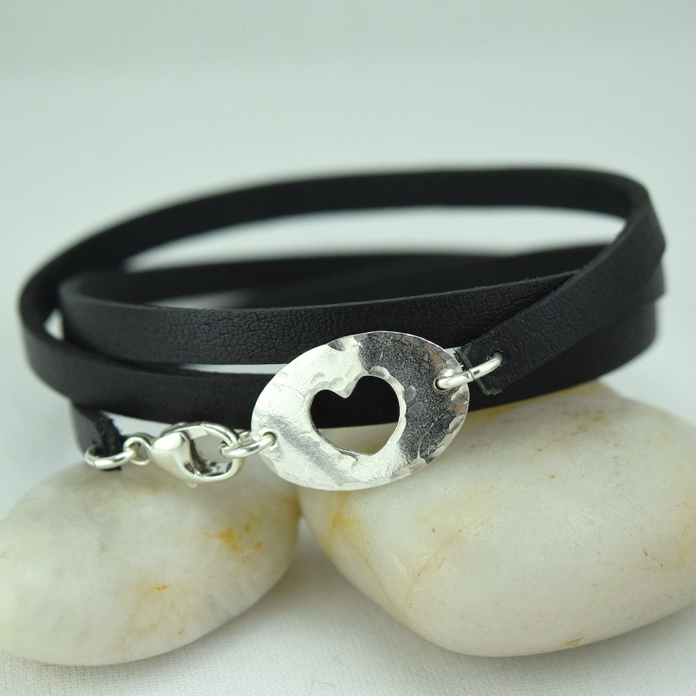 Hole Hearted Leather Wrap Bracelet