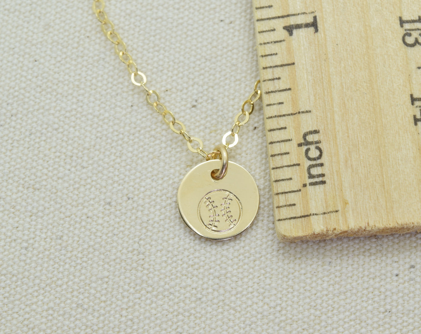 Gold Filled Softball Charm Necklace, Baseball Pendant, Sports Team Gift, Sports Mom Gift, Add Birthstone or Team Colors