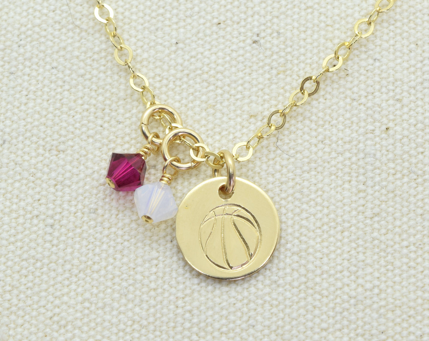 Gold Filled Basketball Charm Necklace