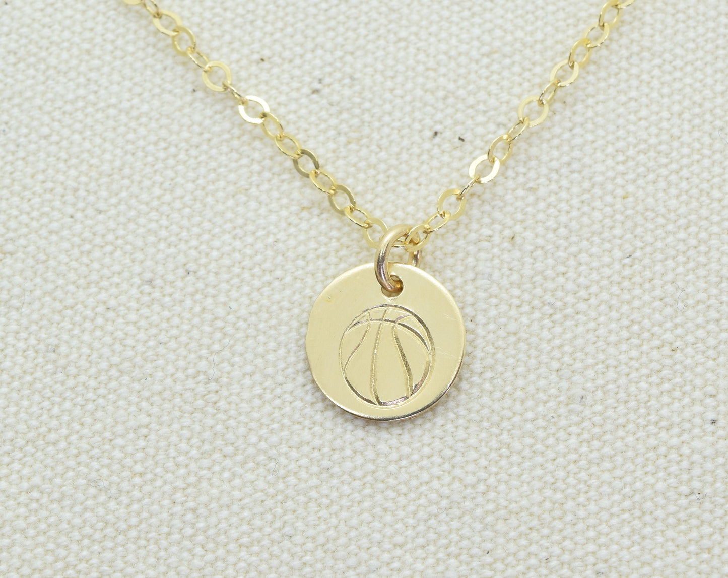 Gold Filled Basketball Charm Necklace