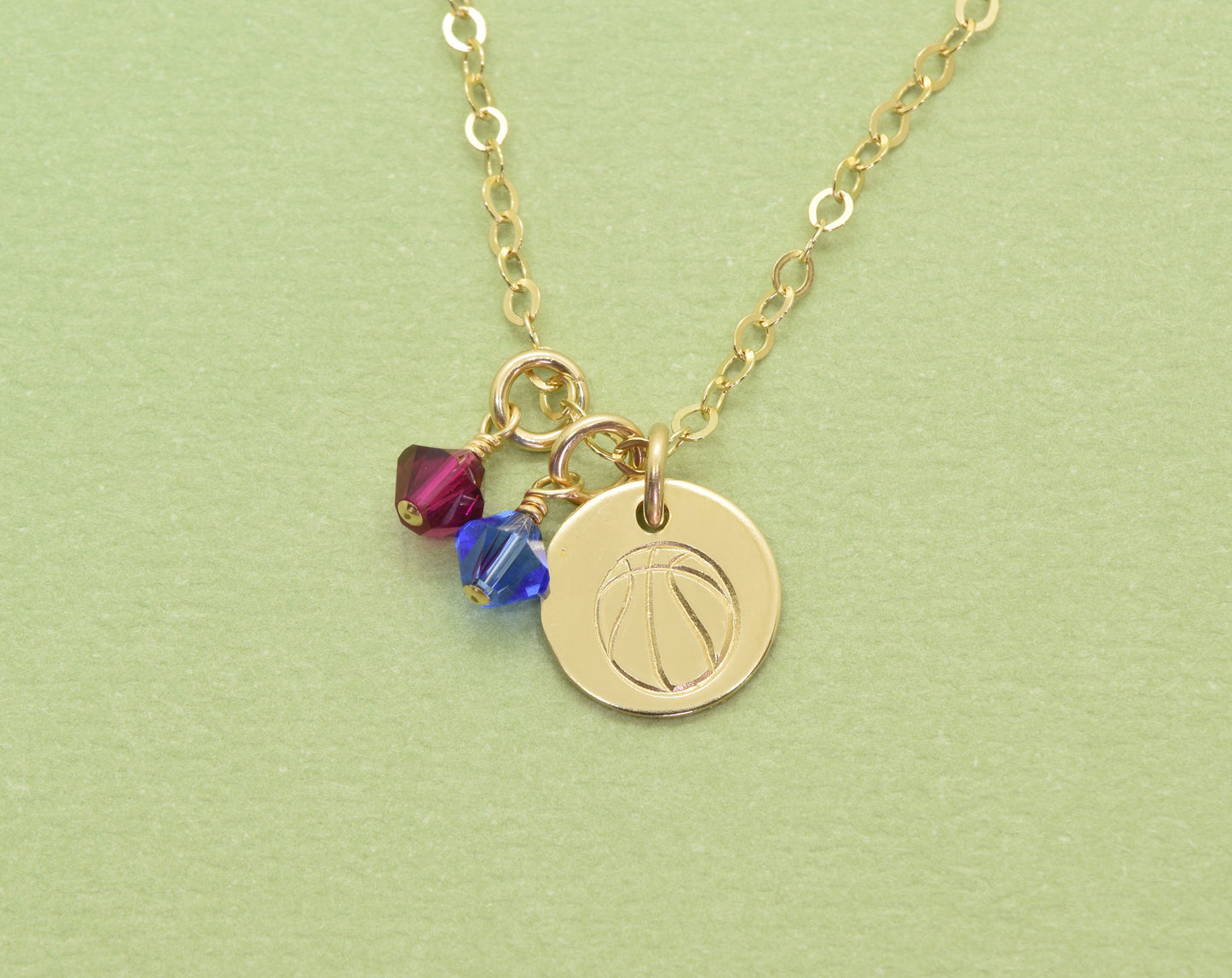 Gold Filled Basketball Charm Necklace