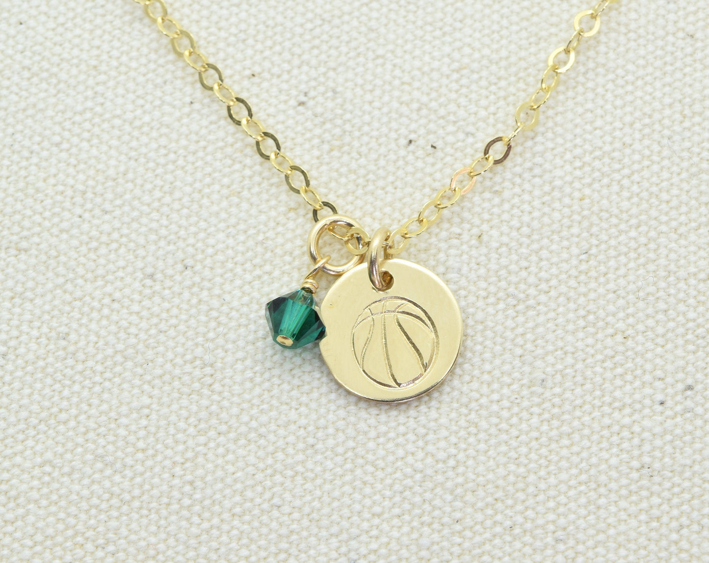 Gold Filled Basketball Charm Necklace