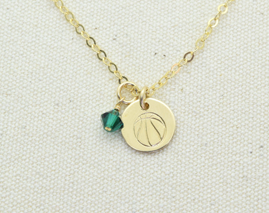Gold Filled Basketball Charm Necklace