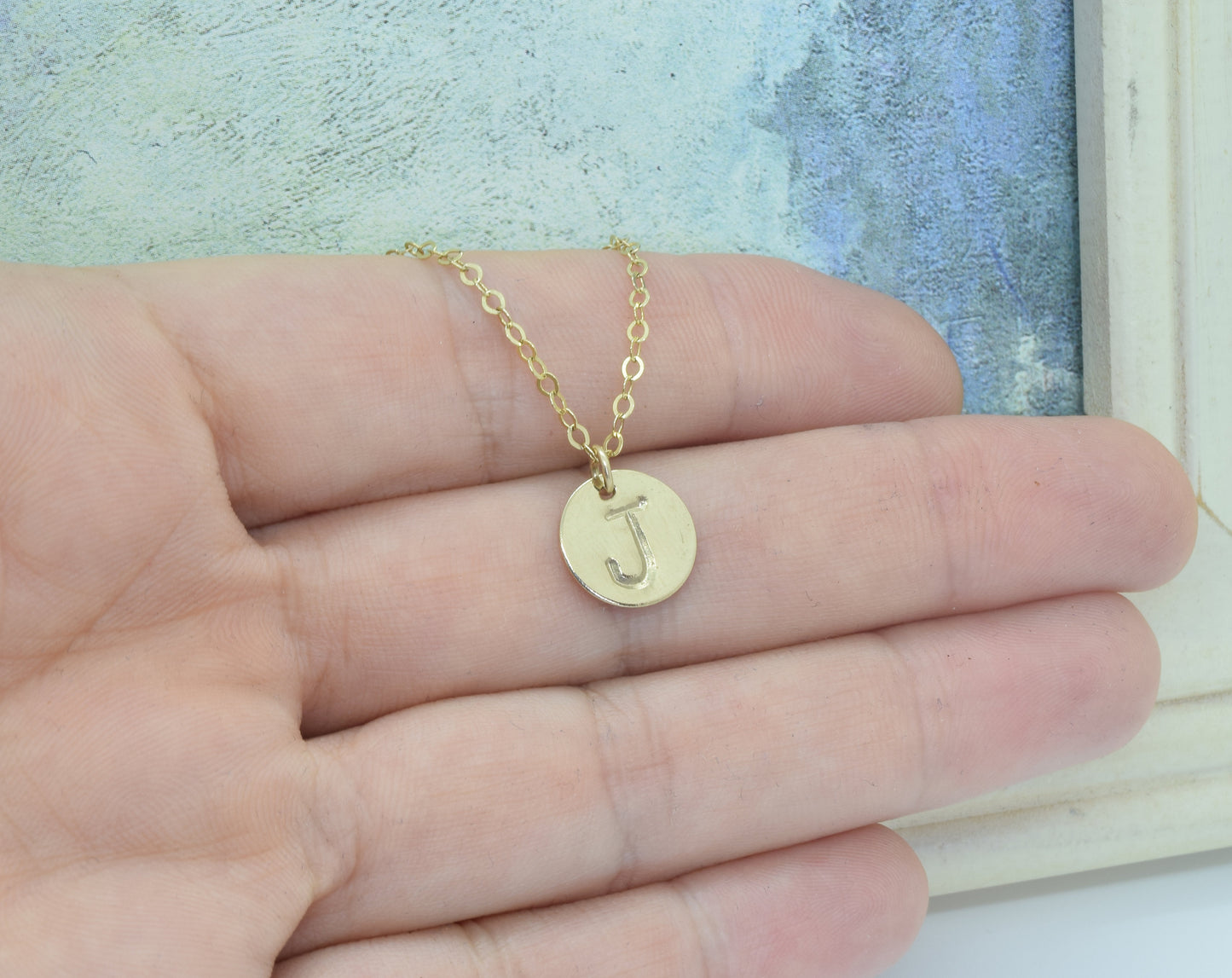 Gold Large Initial Necklace with or without Birthstone Crystal