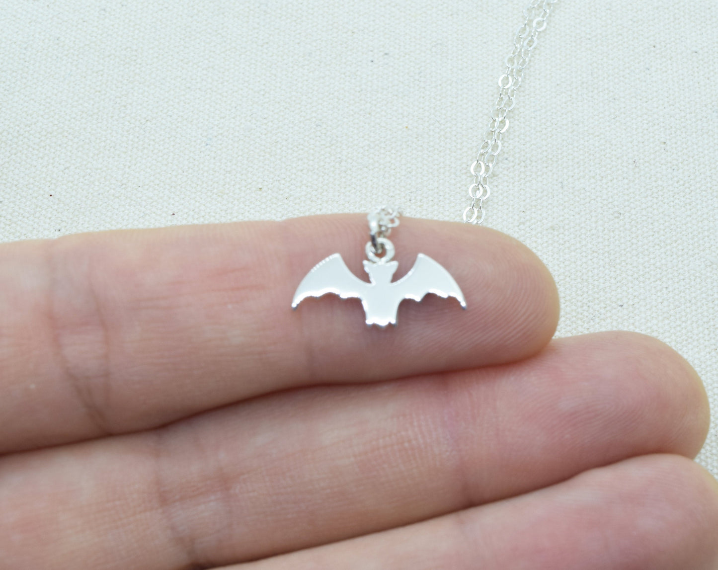 Sterling Silver Bat Charm Necklace