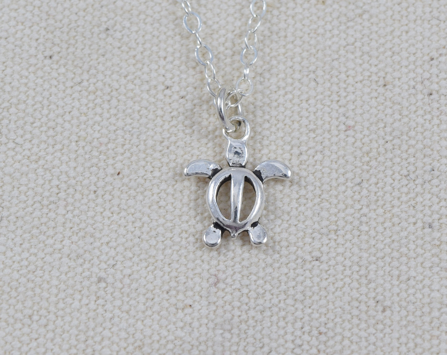 Sterling Silver Tiny Sea Turtle Charm Necklace