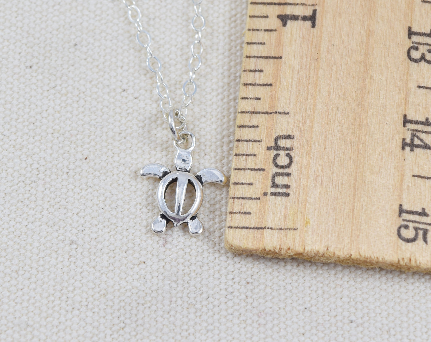 Sterling Silver Tiny Sea Turtle Charm Necklace