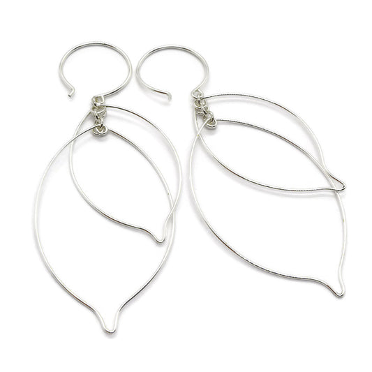 Leaves Interlocking Silver Earrings