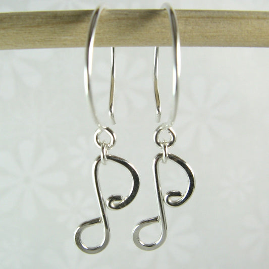 Melody Eighth Note Silver Earrings