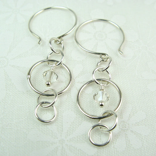 Mystic Silver Earrings with Crystal