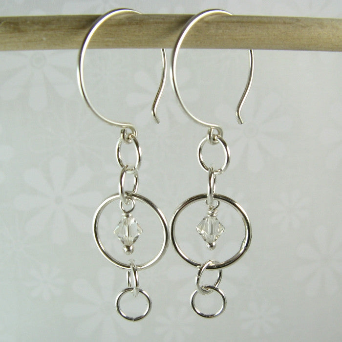 Mystic Silver Earrings with Crystal